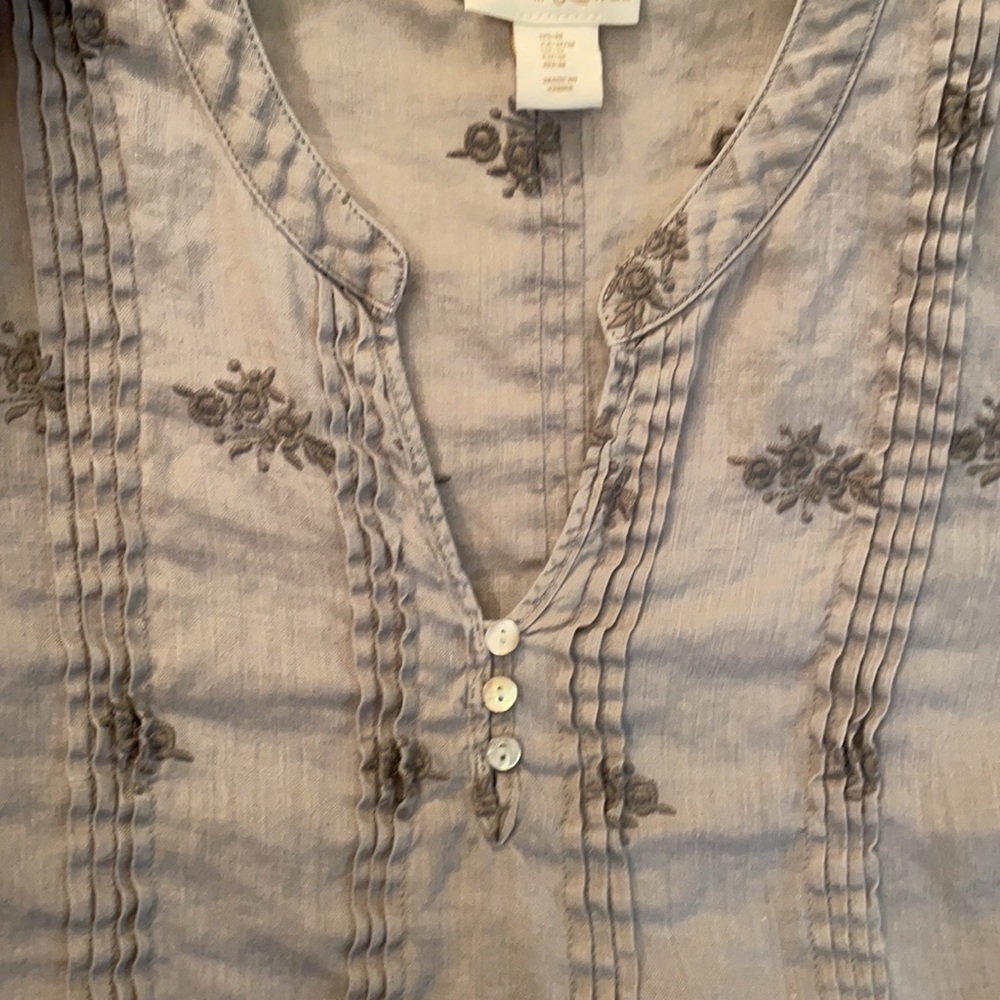 CYNTHIA ROWLEY GRAY LINEN TUNIC sz MEDIUM - Picture 9 of 9